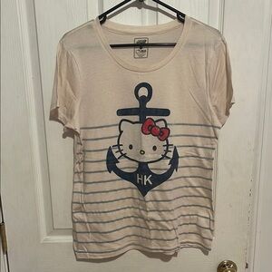 Hello Kitty Anchor Graphic Ladies Large T-Shirt - Cream